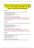 HESI PN Med Surg Exit Exam 2025&sol;2026 &ndash; Actual 75 Questions with 100&percnt; Verified Answers and Expert Rationales