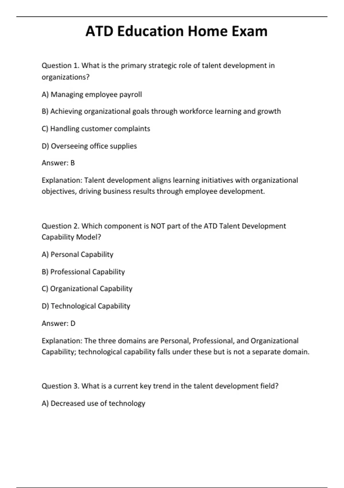 ATD Education Home Exam - Computer - Stuvia US