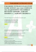 PARAMEDIC ENTRANCE EXAM STUDY  GUIDE NEWEST 2025&sol;2026 COMPLETE  ALL 200 QUESTIONS AND CORRECT  DETAILED ANSWERS &vert;ALREADY  GRADED A&plus;&vert;&vert;ALREADY GRADED A&plus; 