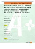 PARAMEDIC ENTRANCE EXAM STUDY  GUIDE NEWEST 2025&sol;2026 COMPLETE  ALL 200 QUESTIONS AND CORRECT  DETAILED ANSWERS &vert;ALREADY  GRADED A&plus;&vert;&vert;ALREADY GRADED A&plus; 