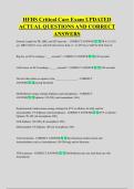 HFHS Critical Care Exam UPDATED  ACTUAL QUESTIONS AND CORRECT  ANSWERS