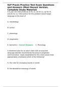 SLP Praxis Practice Test Exam Questions and Answers &lpar;Most Recent Version&comma; Complete Study Material&rpar;&period;