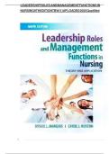 Test Bank For Leadership Roles and Management Functions in Nursing&colon; Theory and Application 9th Edition by Bessie L&period; Marquis&vert;&vert;ISBN NO&colon;10&comma;1496349792&vert;&vert;ISBN NO&colon;13&comma;978-1496349798&vert;&vert;All Chapters&vert;&vert;Complete Guide A&plus;