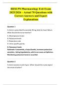 HESI PN Pharmacology Exit Exam 2025&sol;2026 &ndash; Actual 70 Questions with Correct Answers and Expert Explanations