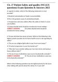 Ch&period; 27 Patient Safety and quality &lpar;NCLEX questions&rpar; Exam Question & Answers 2025&period;docx