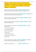 RESEARCH METHODS AND STATISTICS QUESTIONS AND ANSWERS LATEST UPDATED 2025&sol;2026 A COMPLETE EXAM SOLUTION ALL ANSWERS 100&percnt; CORRECT DETAILED BEST GRADED A&plus; FOR SUCCESS