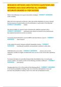 RESEARCH METHODS AND STATISTICS QUESTIONS AND ANSWERS 2025&sol;2026 UPDATED ALL ANSWERS ACCURATE GRADED A&plus; FOR SUCCESS