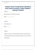 Impact Texas Young Drivers Questions and Correct Answers Latest Update Already Graded