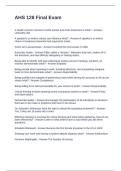 AHS 128 Final Exam With Questions and 100&percnt; Verified Answers 