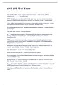 AHS 155 Final Exam Questions with 100&percnt; Verified Answers