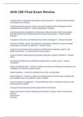 AHS 180 Final Exam Review With Questions and Correct Graded A&plus; Answers