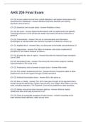 AHS 205 Final Exam With Questions and 100&percnt; Correct Answers
