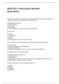 AHS 321 Final Exam Review Questions and Correct Verified Answers Graded A&plus; 
