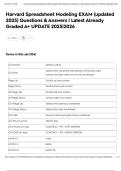 Harvard Spreadsheet Modeling EXAM &lpar;updated 2025&rpar; Questions & Answers &vert; Latest Already Graded A&plus; UPDATE 2025&vert;2026