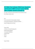 JFC FINAL &lpar;Fort Johnson 2025&rpar; Exam Questions  and Answers&vert;100&percnt; Correct&vert; Latest Update  with complete solutions &lpar;Grade A&plus;&rpar; 