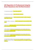 UK Regulation & Professional Integrity Exam Questions And Verified Answers