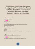   CCDOC State Exam-Legal&comma; Operations&comma; Investigations&comma; Human Behavior&colon; &lpar;Newest 2025&sol;2026 Update&rpar; 142 Comprehensive  Questions & Answers &vert; Certified  Solutions &vert; 100&percnt; Correct &vert; Graded A      