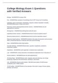 College Biology Exam 1 Questions with Verified Answers