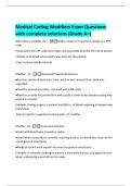 Medical Coding Modifiers Exam Questions  with complete solutions &lpar;Grade A&plus;&rpar; 