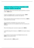 Medical Coding icd 10 Exam Questions with  complete solutions &lpar;Grade A&plus;&rpar; 