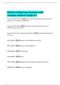 Medical Coding Exam Questions with  complete solutions &lpar;Grade A&plus;&rpar; 