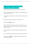 Medical Coding Exam Questions with  complete solutions &lpar;Grade A&plus;&rpar; 