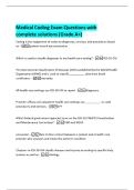 Medical Coding Exam Questions with  complete solutions &lpar;Grade A&plus;&rpar; 