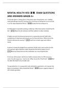 MENTAL HEALTH HESI 复制 EXAM QUESTIONS  AND ANSWERS GRADE A&plus; 