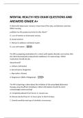 MENTAL HEALTH HESI EXAM QUESTIONS AND  ANSWERS GRADE A&plus; 