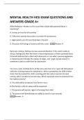 MENTAL HEALTH HESI EXAM QUESTIONS AND  ANSWERS GRADE A&plus;