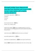 Microsoft Certified&colon; Azure Administrator  Associate Exam Questions and Answers&vert;100&percnt;  Correct&vert; Latest Update with complete  solutions &lpar;Grade A&plus;&rpar;