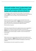 Microsoft Certified&colon; Azure Fundamentals Exam  Questions and Answers&vert;100&percnt; Correct&vert; Latest  Update with complete solutions &lpar;Grade A&plus;&rpar; 