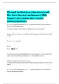 Microsoft Certified&colon; Azure Administrator AZ 104   Exam Questions and Answers&vert;100&percnt;  Correct&vert; Latest Update with complete  solutions &lpar;Grade A&plus;&rpar;