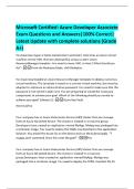 Microsoft Certified&colon; Azure Developer Associate  Exam Questions and Answers&vert;100&percnt; Correct&vert;  Latest Update with complete solutions &lpar;Grade  A&plus;&rpar;