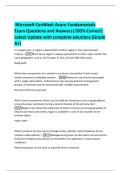 Microsoft Certified&colon; Azure Fundamentals  Exam Questions and Answers&vert;100&percnt; Correct&vert;  Latest Update with complete solutions &lpar;Grade  A&plus;