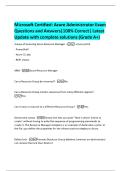 Microsoft Certified&colon; Azure Administrator Exam  Questions and Answers&vert;100&percnt; Correct&vert; Latest  Update with complete solutions &lpar;Grade A&plus;&rpar; 