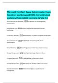 Microsoft Certified&colon; Azure Administrator Exam  Questions and Answers&vert;100&percnt; Correct&vert; Latest  Update with complete solutions &lpar;Grade A&plus;&rpar; 