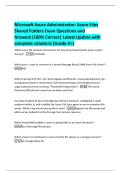 Microsoft Azure Administrator&colon; Azure Files  Shared Folders Exam Questions and  Answers&vert;100&percnt; Correct&vert; Latest Update with  complete solutions &lpar;Grade A&plus;&rpar; 