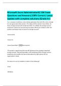 Microsoft Azure AdministratorAZ-104 Exam  Questions and Answers&vert;100&percnt; Correct&vert; Latest  Update with complete solutions &lpar;Grade A&plus;&rpar; 