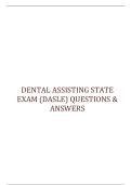 DENTAL ASSISTING STATE EXAM &lpar;DASLE&rpar; QUESTIONS & ANSWERS
