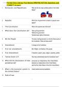 Florida Civics Literacy Test Review UPDATED ACTUAL Questions and  CORRECT Answers 