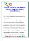 NC BLET State Exam &lpar;2025&sol;2026&rpar; &ndash; 150&plus; Practice Questions with Answers &vert; Law Enforcement & Criminal Justice &vert; University of North Carolina