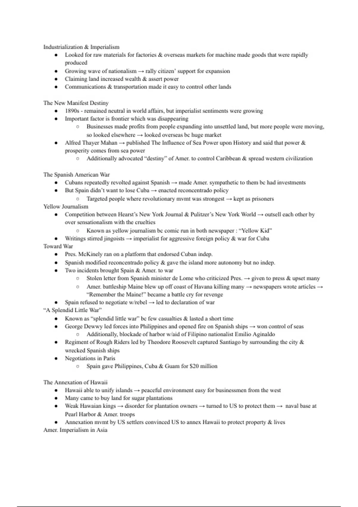 Summary Review over Industrialization and Era prior WWI - HIST 106 ...