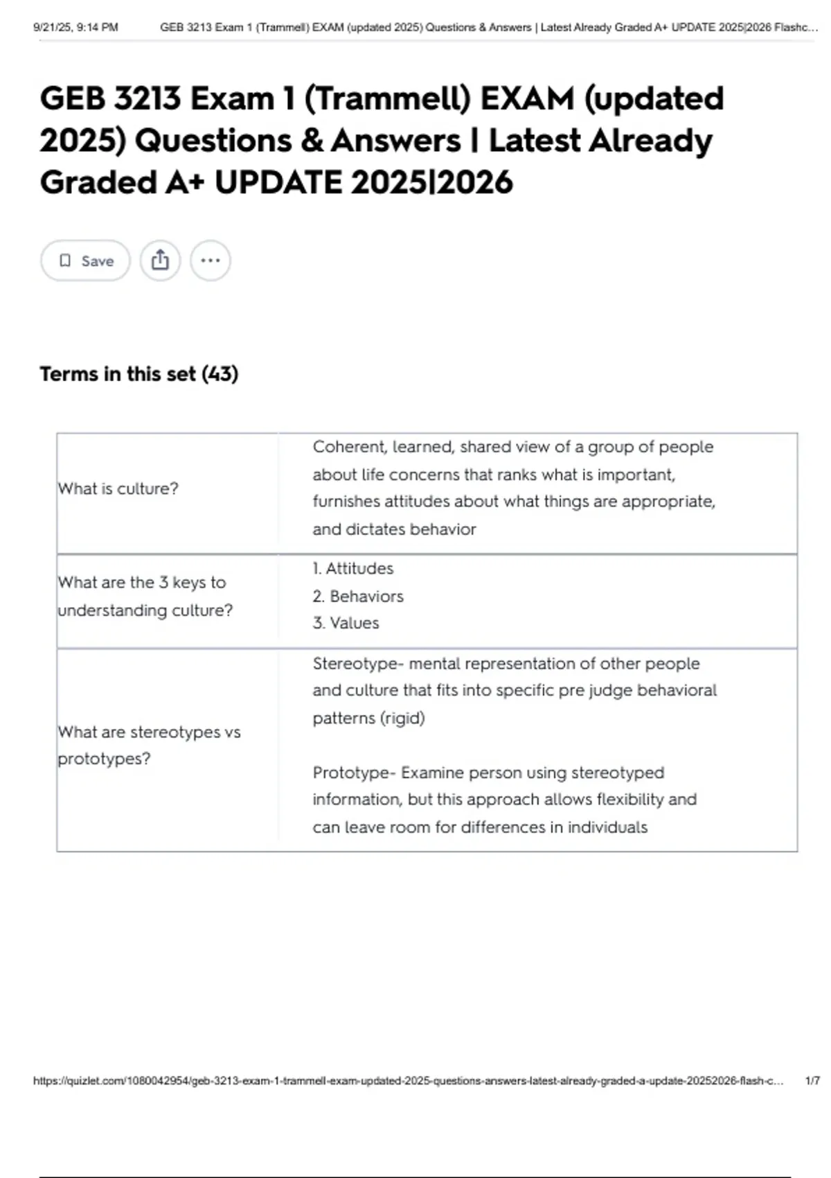 GEB 3213 Exam 1 (Trammell) EXAM (updated 2025) Questions & Answers ...