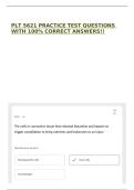 PLT 5621 PRACTICE TEST QUESTIONS WITH 100&percnt; CORRECT ANSWERS&excl;&excl;
