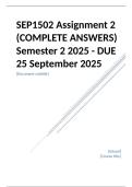  SEP1502 Assignment 2 &lpar;COMPLETE ANSWERS&rpar; Semester 2 2025 - DUE 25 September 2025