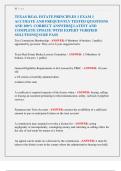 TEXAS REAL ESTATE PRINCIPLES 1 EXAM 1  ACCURATE AND FREQUENTLY TESTED QUESTIONS  AND 100&percnt; CORRECT ANSWERS&vert;&vert; LATEST AND  COMPLETE UPDATE WITH EXPERT VERIFIED  SOLUTIONS&vert;&vert; SURE PASS