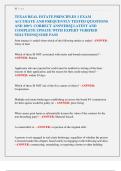 TEXAS REAL ESTATE PRINCIPLES 1 EXAM  ACCURATE AND FREQUENTLY TESTED QUESTIONS  AND 100&percnt; CORRECT ANSWERS&vert;&vert; LATEST AND  COMPLETE UPDATE WITH EXPERT VERIFIED  SOLUTIONS&vert;&vert; SURE PASS 