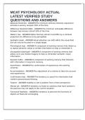 MCAT PSYCHOLOGY ACTUAL LATEST VERIFIED STUDY QUESTIONS AND ANSWERS