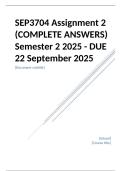 SEP3704 Assignment 2 &lpar;COMPLETE ANSWERS&rpar; Semester 2 2025 - DUE 22 September 2025